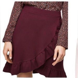 LOFT burgundy/wine ruffle skirt